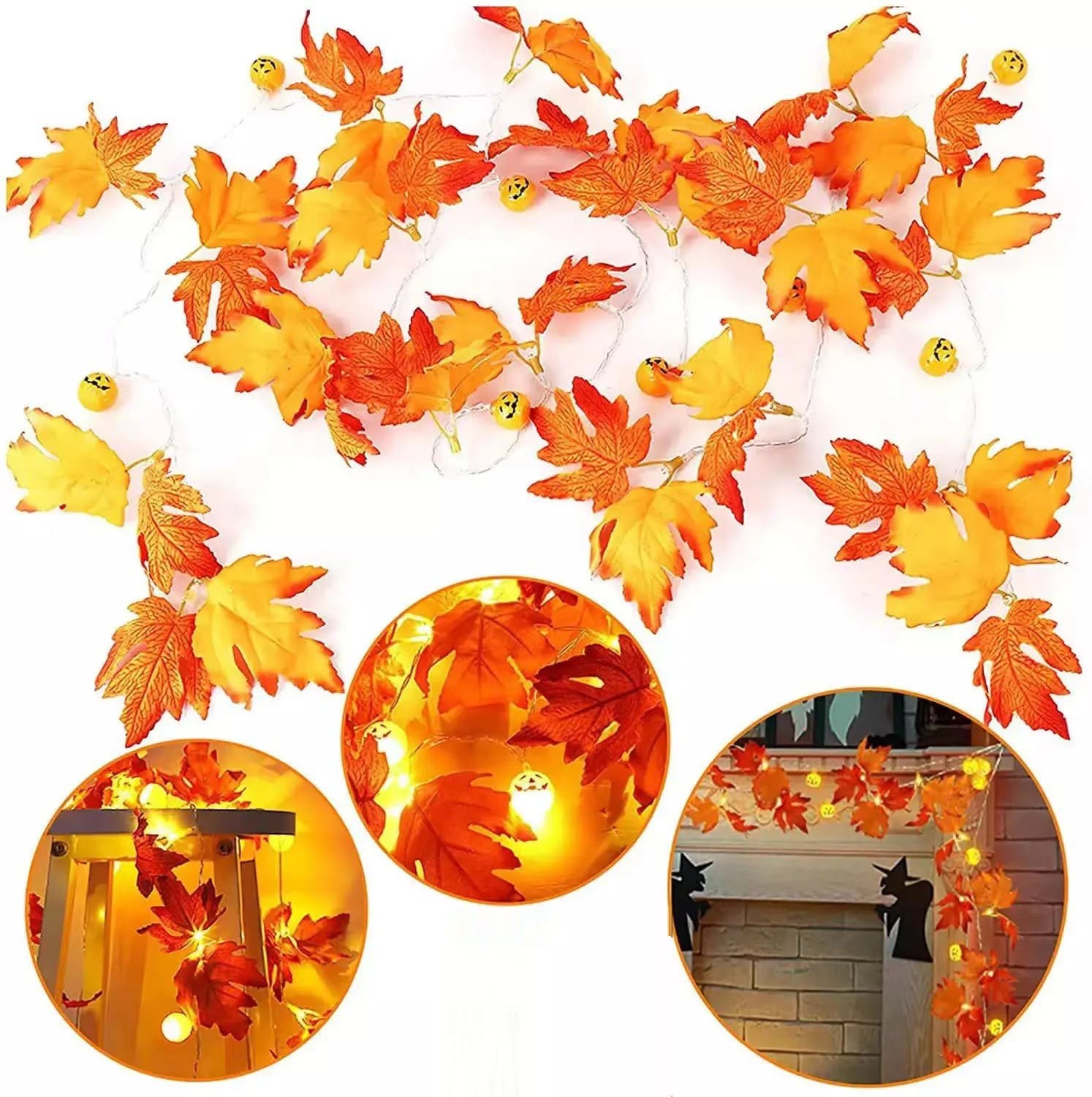Decorazione autunnale stringa di luce per Halloween autunno Harvest Maple Leaf String Light decorazione del Festival del ringraziamento decorazioni per feste