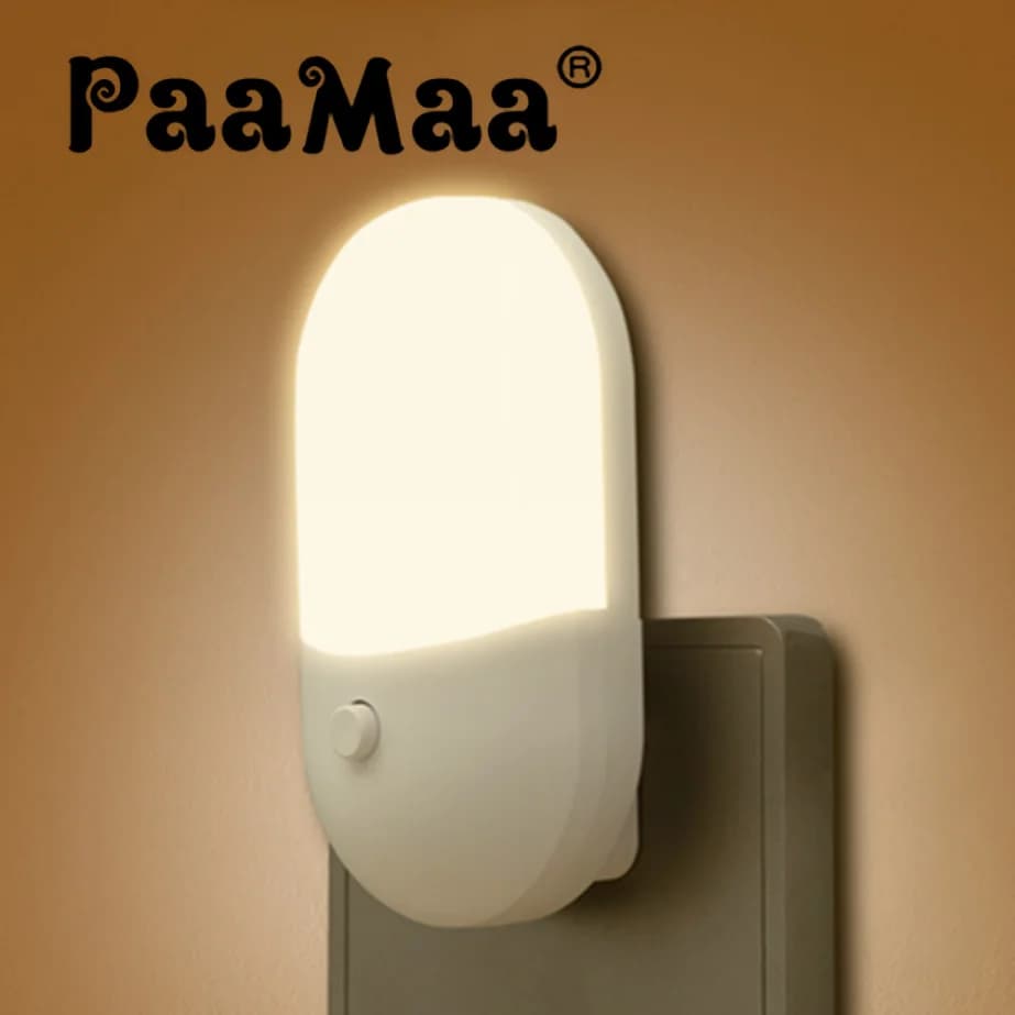 PaaMaa lampada da comodino luce notturna EU US Plug LED Night light AC220V lampada da camera da letto regalo per bambini lampada da notte carina per corridoio WC