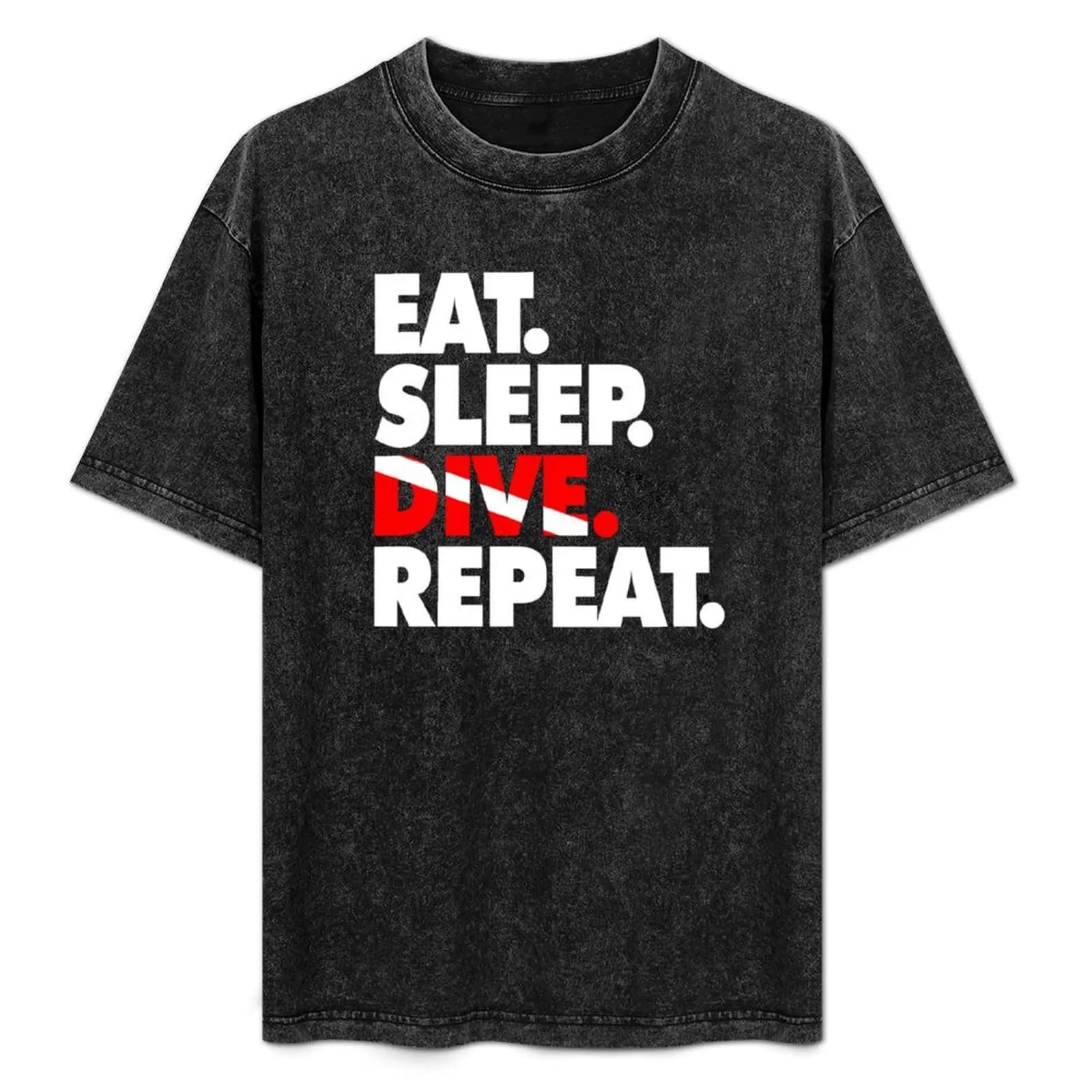 Eat Sleep Dive Repeat - T-shirt divertente per immersioni, subacquea, snorkeling, in cotone basic, taglie forti