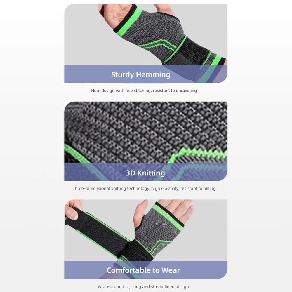 Supporto per Polso Regolabile con Cinturino, Design Traspirante, Compressione Elastica, Protezione del Palmo, Fascia per Sollevamento Pesi