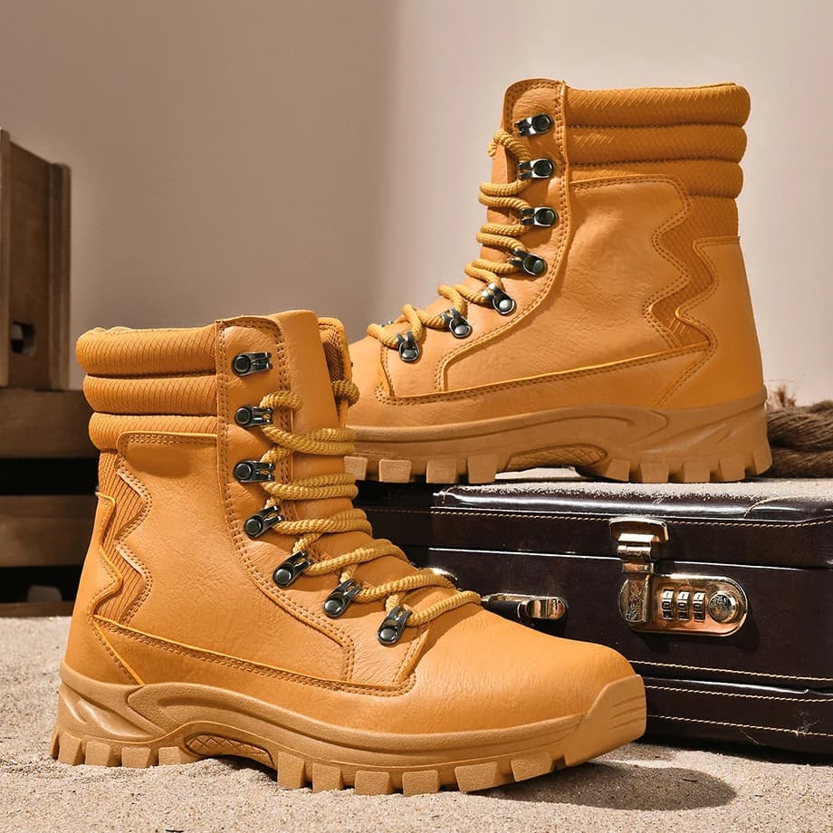 Stivali alti da uomo Donna Nuove scarpe moda invernale Stivaletti antiscivolo con lacci Coppia sneakers tattiche per escursioni in montagna all'aperto
