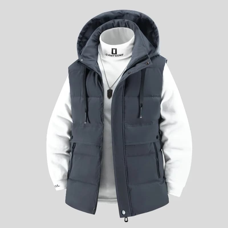 Gilet con cappuccio staccabile alla moda da uomo all'aperto Gilet di cotone caldo Cappotto di moda invernale da uomo Gilet da lavoro Cappotto Gilet ispessito