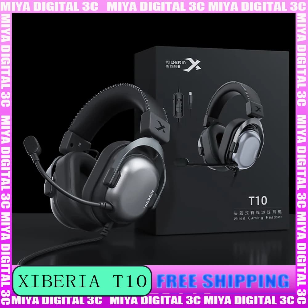XIBERIA T10 Wired Headphones 7.1 Surround Space Sound Effect 50mm Esports Gaming Headphones with FPS Delta Gamer Microphone