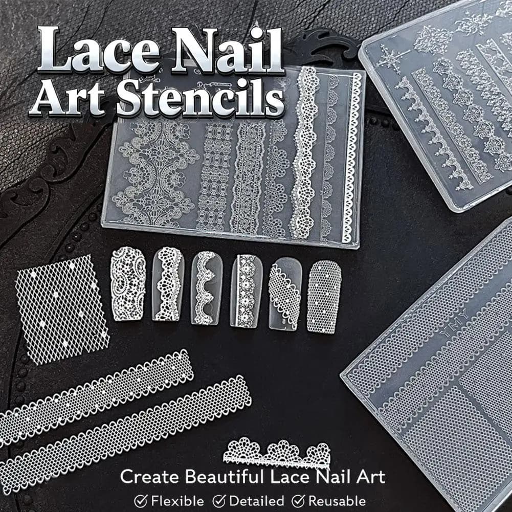 New Nail Art Lace Lace French Style New Mold High Transparency Silicone Boutique Flat Relief European Pattern Nail Art Template