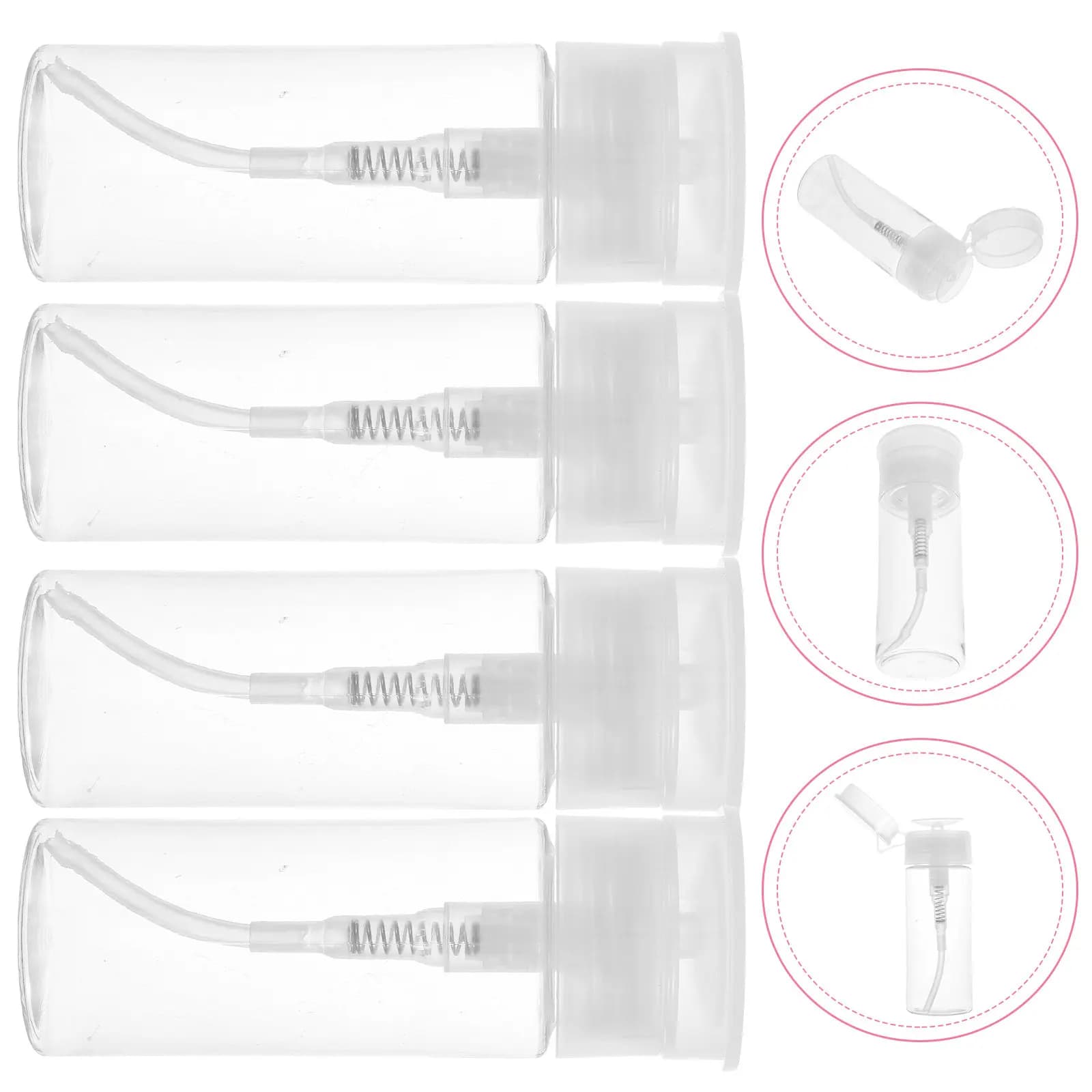 Set di 1 Flacone a Pressione per Rimozione Smalto, 100ml, Dispenser Liquido da Viaggio con Molla Robusta per Lozioni, Tonici e Trucchi