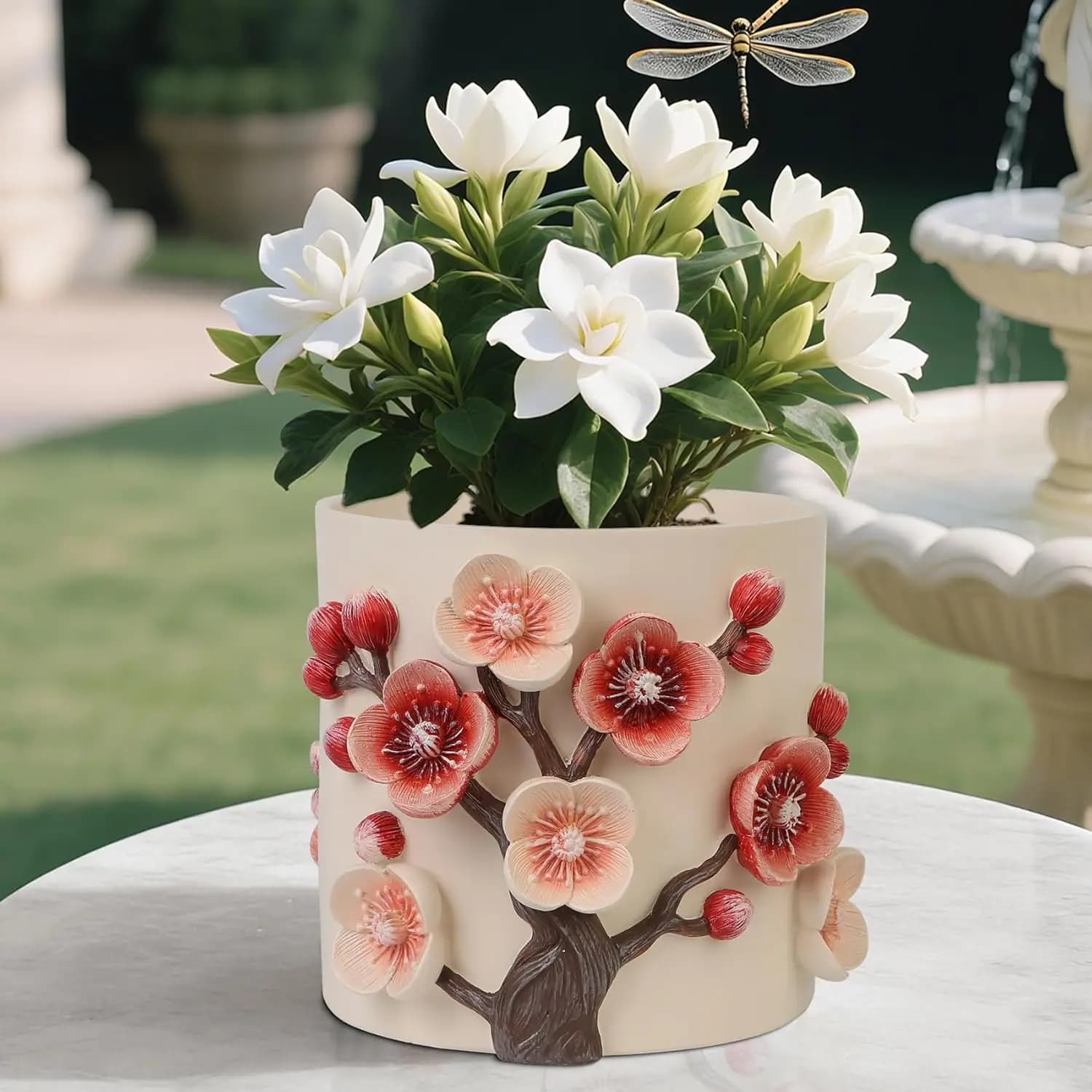 Flower Petal Shape Decorative Vase for Indoor Plants - Vase with Drainage, Unique Gift for Fat Plants and Cactus
