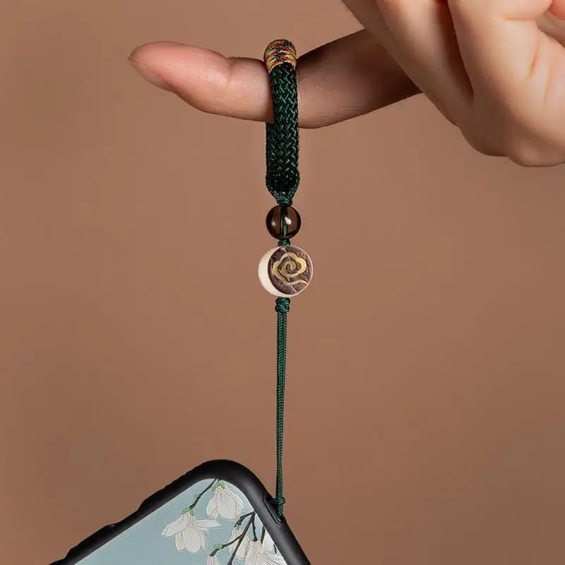 Corda per appendere la catena del telefono cellulare in stile cinese, pendente corto per chiavetta USB, fibbia ad anello intrecciata per donna e uomo, chiave anti