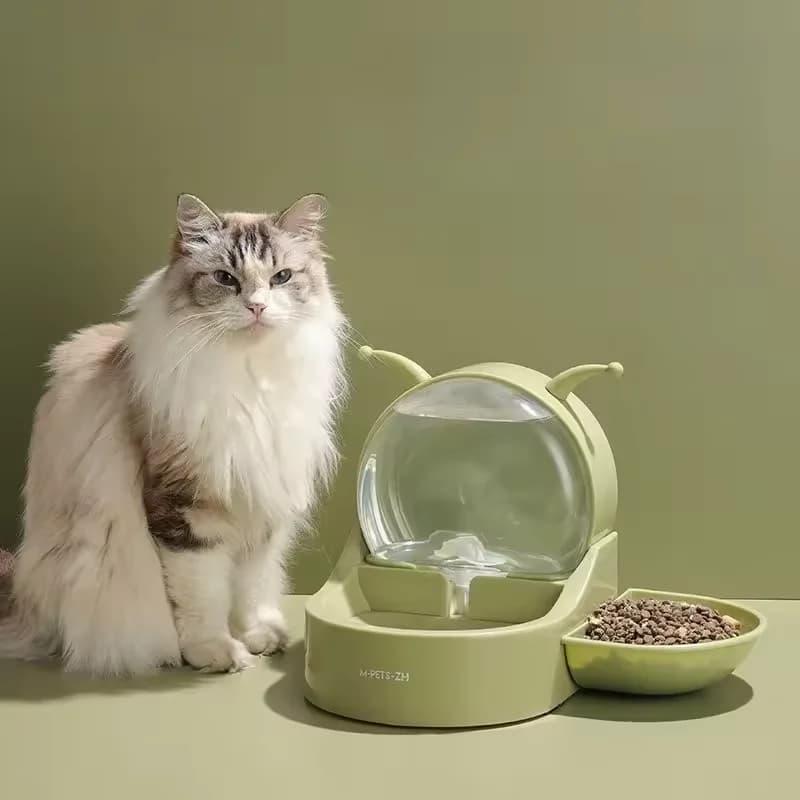 No-Electric Cat Water Fountain Automatic Gravity Pet Water Feeder Bowl 2-in-1 Food Water Dispenser for Dog Food Dispenser