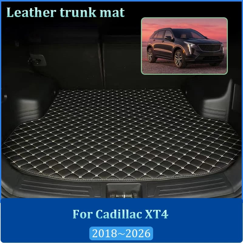 Tappetini in Pelle per Bagagliaio Posteriore Cadillac XT4 2019-2026, Facili da Pulire, Antiscivolo, Tappeto Protettivo per Vano Portaoggetti, Accessori Auto