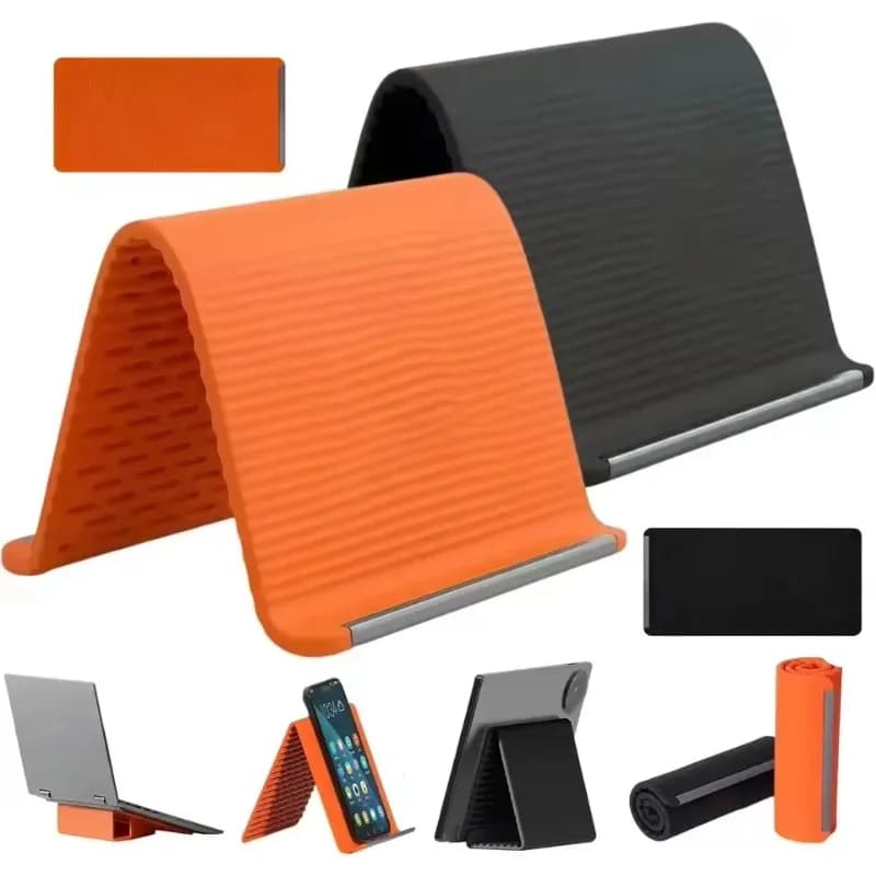 Flexible Foldable Silicone Multi-Angle Adjustable Phone Holder Portable Desktop Stand For iPhone iPad Tablet Laptop Home Office