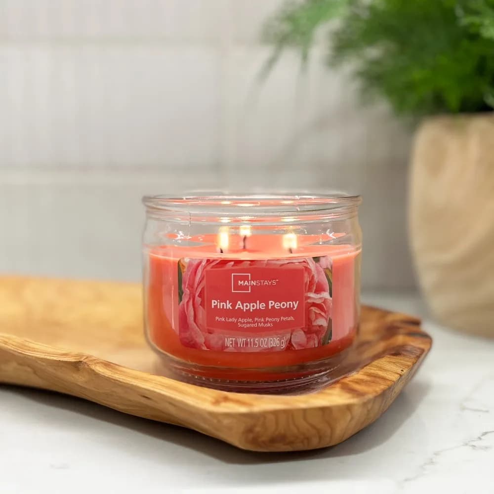 Hot Selling 3-Wick Glass Jar Candle Pink Apple Peony Scent 11.5 oz Best Seller