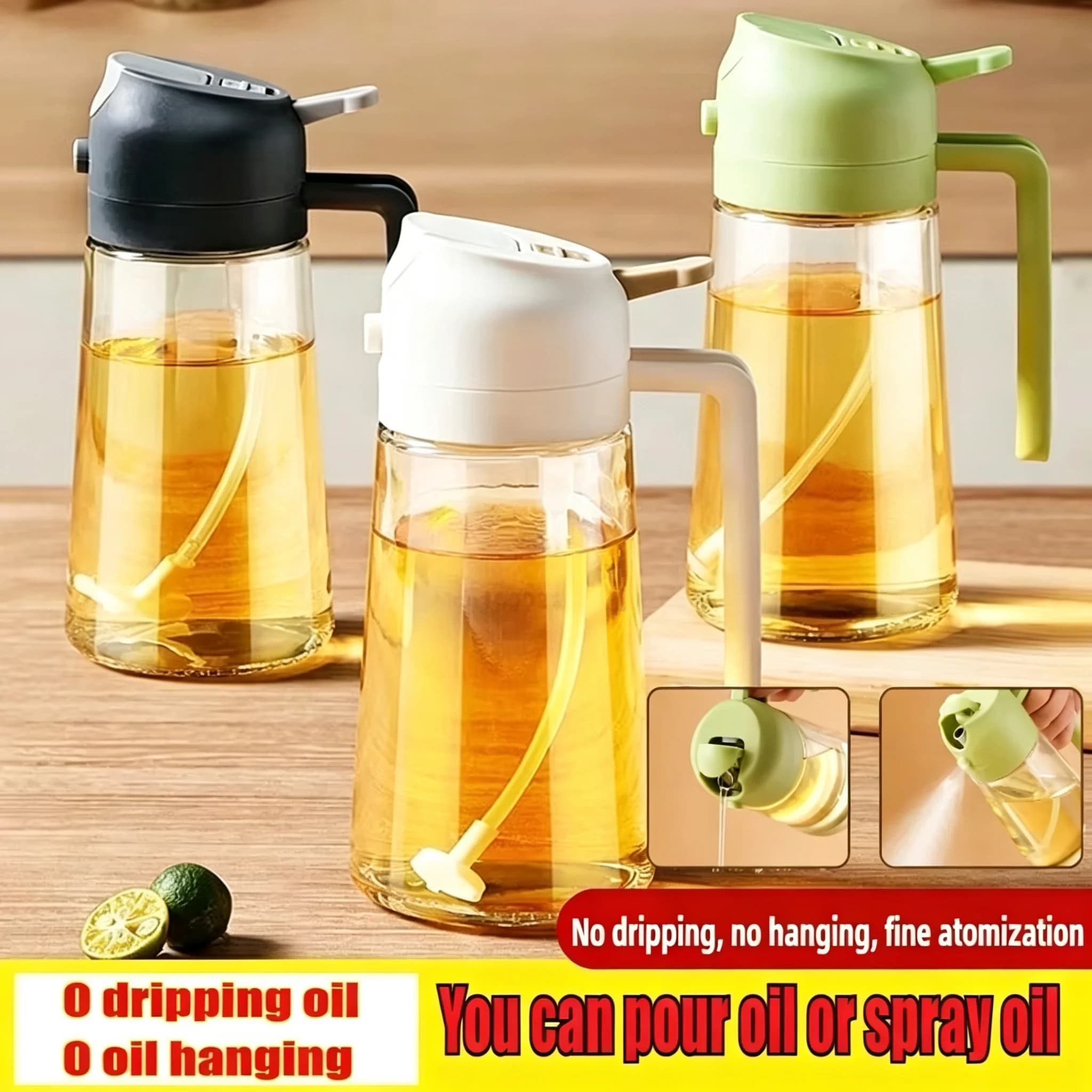 Olive oil spray bottle for oil bottle to pour for cooking spices for oil Dispenser camping with automatic cover Spice Agitator