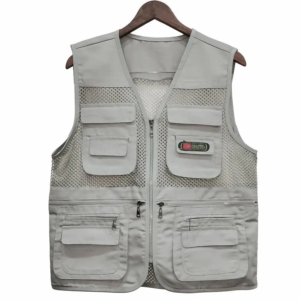 New Outdoor Solid Zipper cappotti sottili gilet uomo leggero Photography Tank Summer Leisure Multi Pocket Fishing Mesh giacche 2023