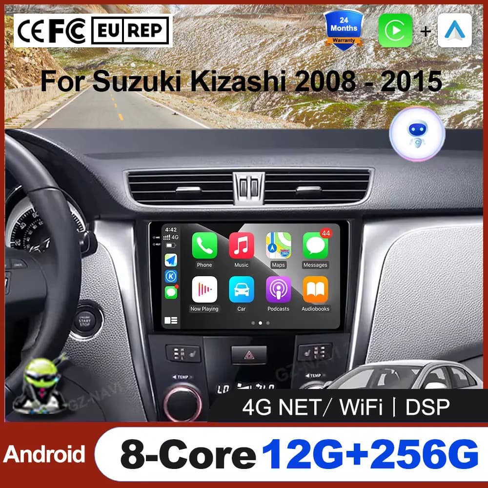 Android 16 CarPlay For Suzuki Kizashi 2008 - 2015 GPS DSP Car Radio Multimedia Video Player GPS stereo 4G+WIFI IPS QLED Screen