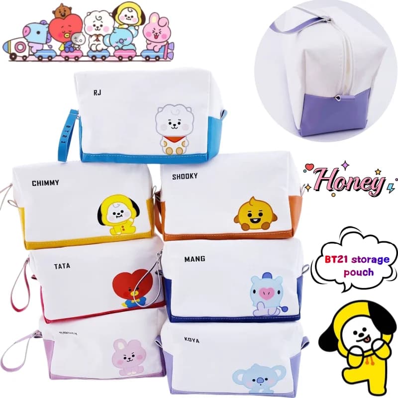 BT21 koya cooky tata chimmy RJ shooky stationery bag high-value cartoon printed large-capacity portable cosmetic storage bag