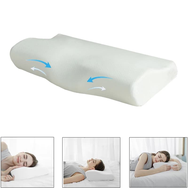 Cuscino ortopedico in Memory Foam, cuscino per dormire con memoria a rimbalzo lento, a forma di farfalla, rilassamento della colonna vertebrale cervicale del collo per traversina laterale posteriore