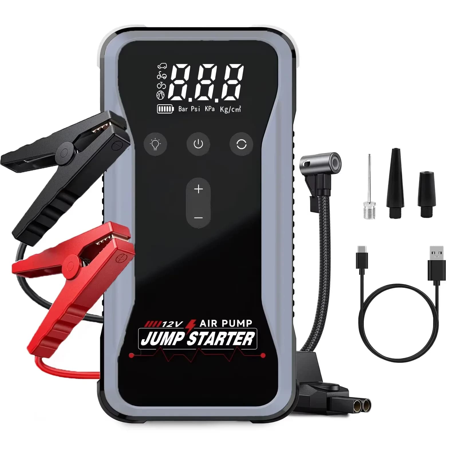 Avviatore di emergenza per auto con compressore d'aria Avviatore di emergenza doppio 4500A 150PSI Gonfiatore Motore 12V Batteria portatile Avviamento Power Pack