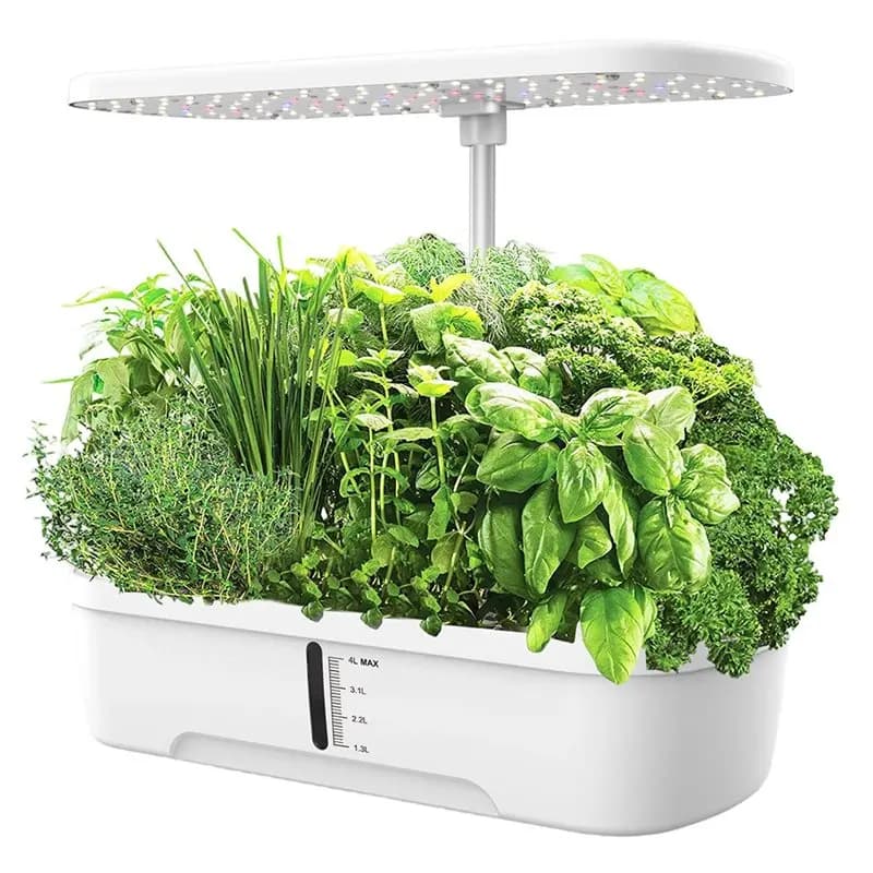 B23B White LED Grow Light, Smart Water Pump, 12-Pod Indoor Hydroponics System-US Plug