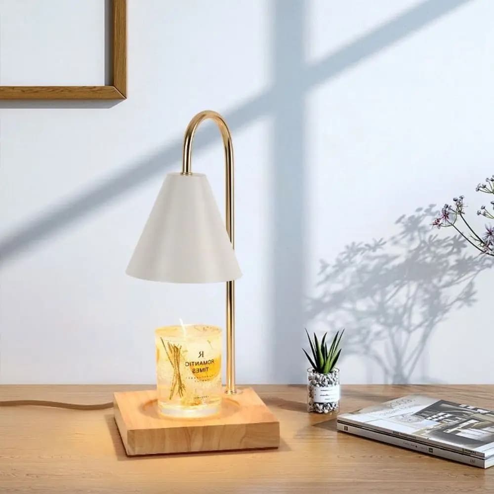 Lampada Scaldacera per Diffusore di Aromi, Base in Legno Massello, Lampada da Tavolo per Sciogliere Cera, Spina EU, Luce per Sciogliere Cera, Decorazione per la Casa