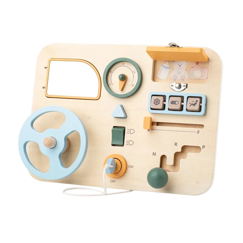 Giocattolo Montessori Volante in Legno, Tavola delle Attività Sensoriali in Legno per Bambini, Attività Educative da Viaggio per Prescolare
