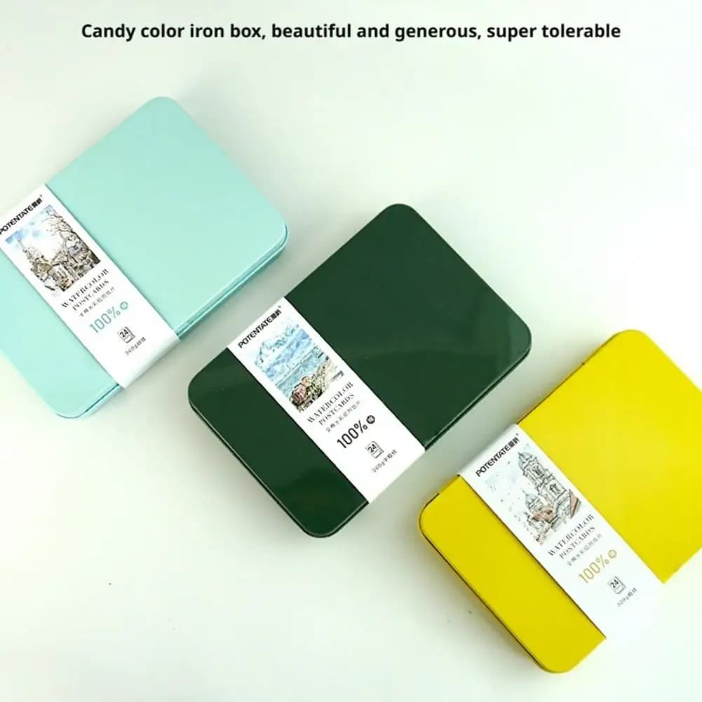 POTENTATE Watercolor Paper 300g Watercolor Book Artist-grade Cotton Rough-grained Postcard Tin Box Travel Sketch Art Supplies