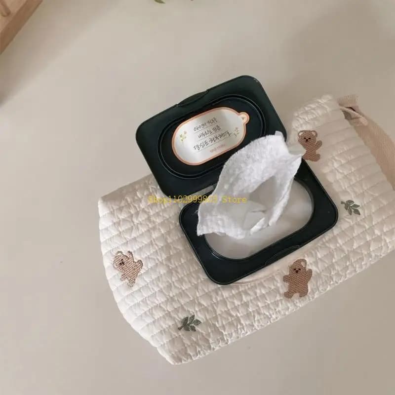 Bear Baby Strollers Wet Wipes Case Organisers Bag Reliable Top Tissue Storage Solution for Busy Parent J0MF