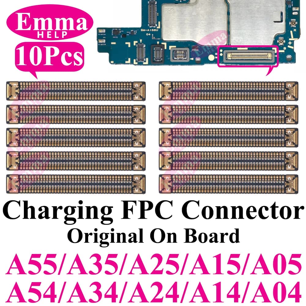 10 Pezzi Connettore FPC di Ricarica per Samsung Galaxy A54 A34 A14 A04 A35 A55 A25 A15 A05s A24 Porta USB di Ricarica su Scheda Madre