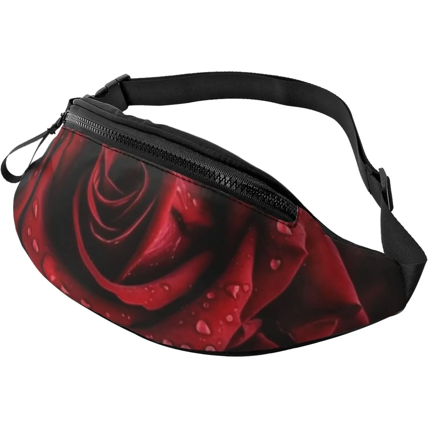 Red Rose Waist Bag for Men and Women, Waterproof Belt Bag, Large Running Shoulder Bag