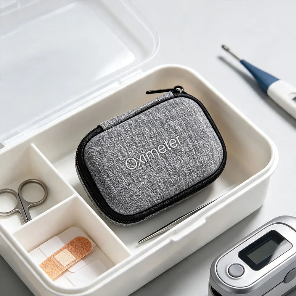 Oximeter Storage Bag for Finger Pulse Oximeter Reasonable Design Strong Space Protective Cover Zipper Hard Bracket Bag