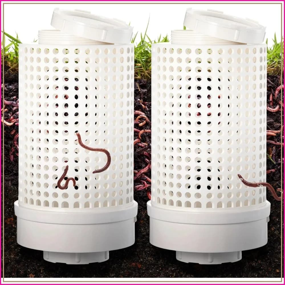 2 Pcs Inground Worm Composter for Raised Garden Beds, Outdoor Farm Compost Bin Reducing Food Waste, Sustainable Composting Systems (11.81 x 6.3 x 6.3 Inch)