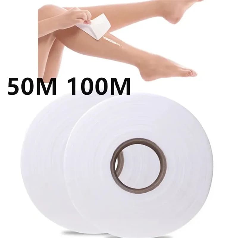 Di alta Qualità 1 Rotolo 50m 100m Strisce di Cera Non Tessuto Per La Depilazione Panno Del Corpo Capelli Rimuovere Rotoli di Carta Cera Depilazione Epilatore