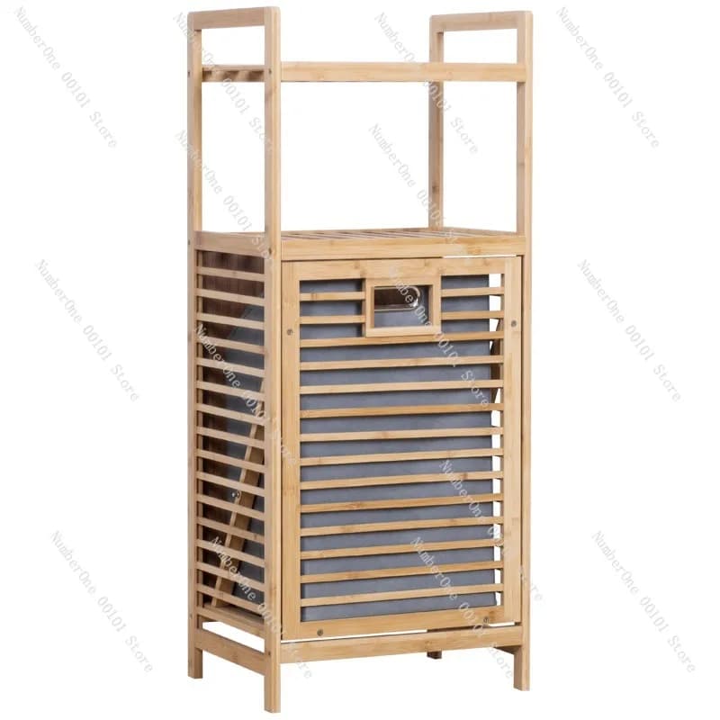 Elegant Bamboo Fabric Laundry Hamper Foldable Dirty Clothes Basket for Bathroom Bedroom Home Storage Bin Large Capacity Wash