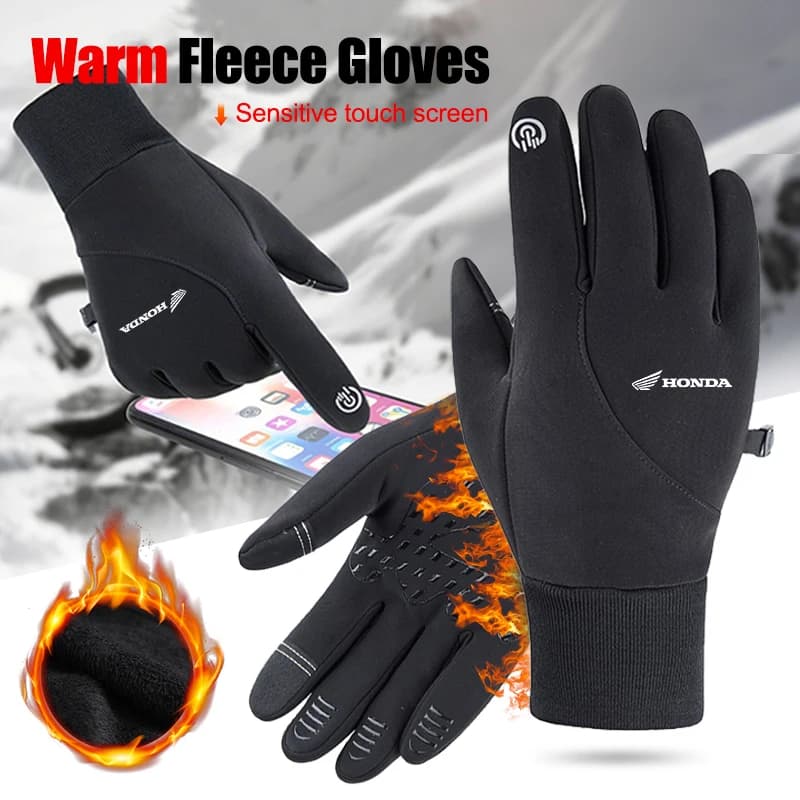 Men Women Motorcycle Outdoor Winter Fleece Warm Touch Screen Gloves For Honda CB CB400 CB650F CBF Africa Twin CRF1100L CRF 1100