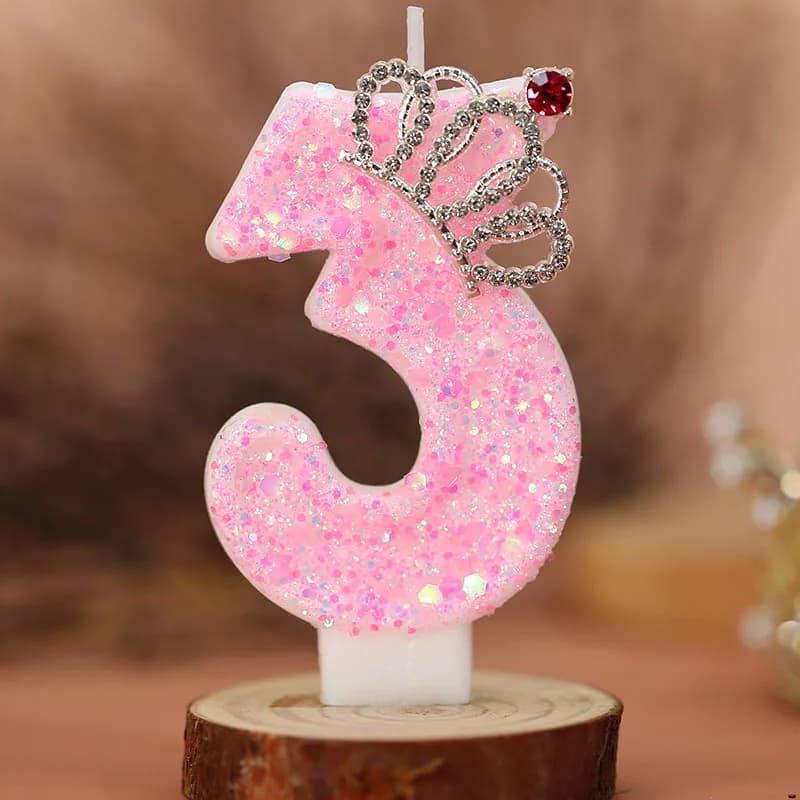 Candele con numeri per torta, candela di compleanno, colore rosa, candela creativa, principessa, corona, ragazza, decorazione per festa di buon compleanno