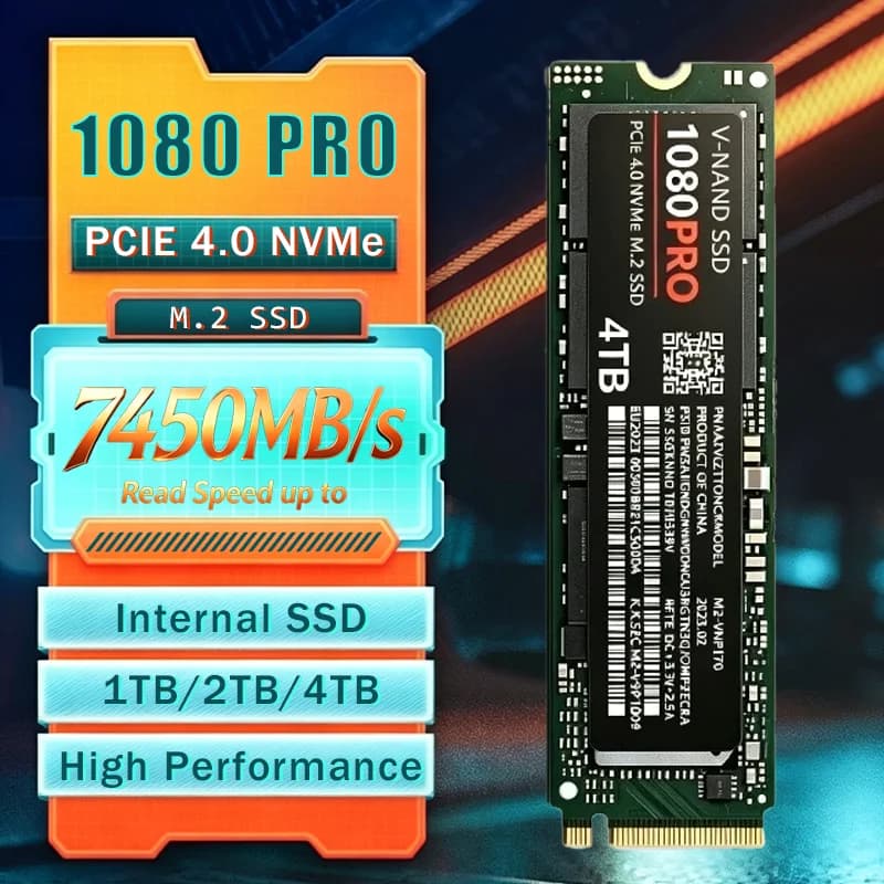 2026 NEW M.2 NGFF PCIe 4.0 Internal SSD 1080PRO – Up to 7450MB/s High Speed Solid State Drive for Laptop & Desktop PC Original