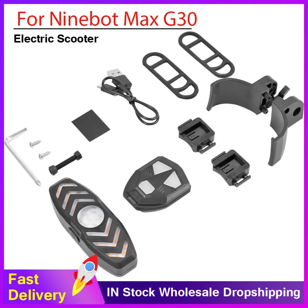 Luce Posteriore Lampeggiante con Clacson per Monopattino Elettrico, Luce Posteriore con Indicatori di Direzione e Telecomando per Ninebot Max G30