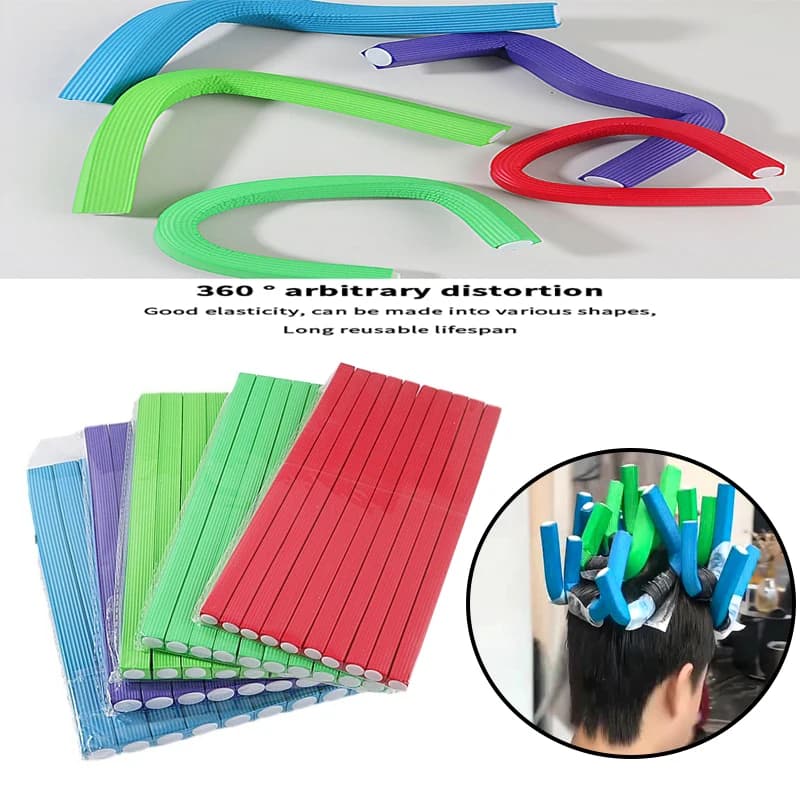 Set of 10 Pieces Flexible Bigodini Squares for Hair, in Soft Foam, for Soft Ricci and Without Heat, Tool for Styling Fai-da- ♪