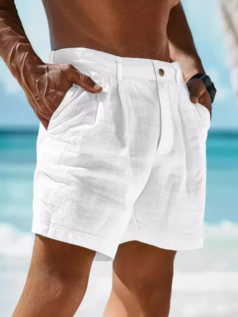 Pantaloncini da Uomo in Cotone e Lino, Casual, Traspiranti, Comodi e Morbidi, Stile Streetwear