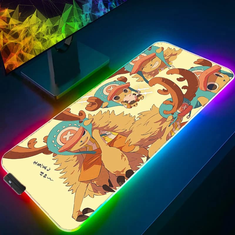 Tappetino per mouse LED RGB Tappetino per tastiera portatile Accessori per PC Tappetino per mouse HD antiscivolo One Piece Tony Tony Chopper Tappetino per tablet Tappetino da scrivania da gioco