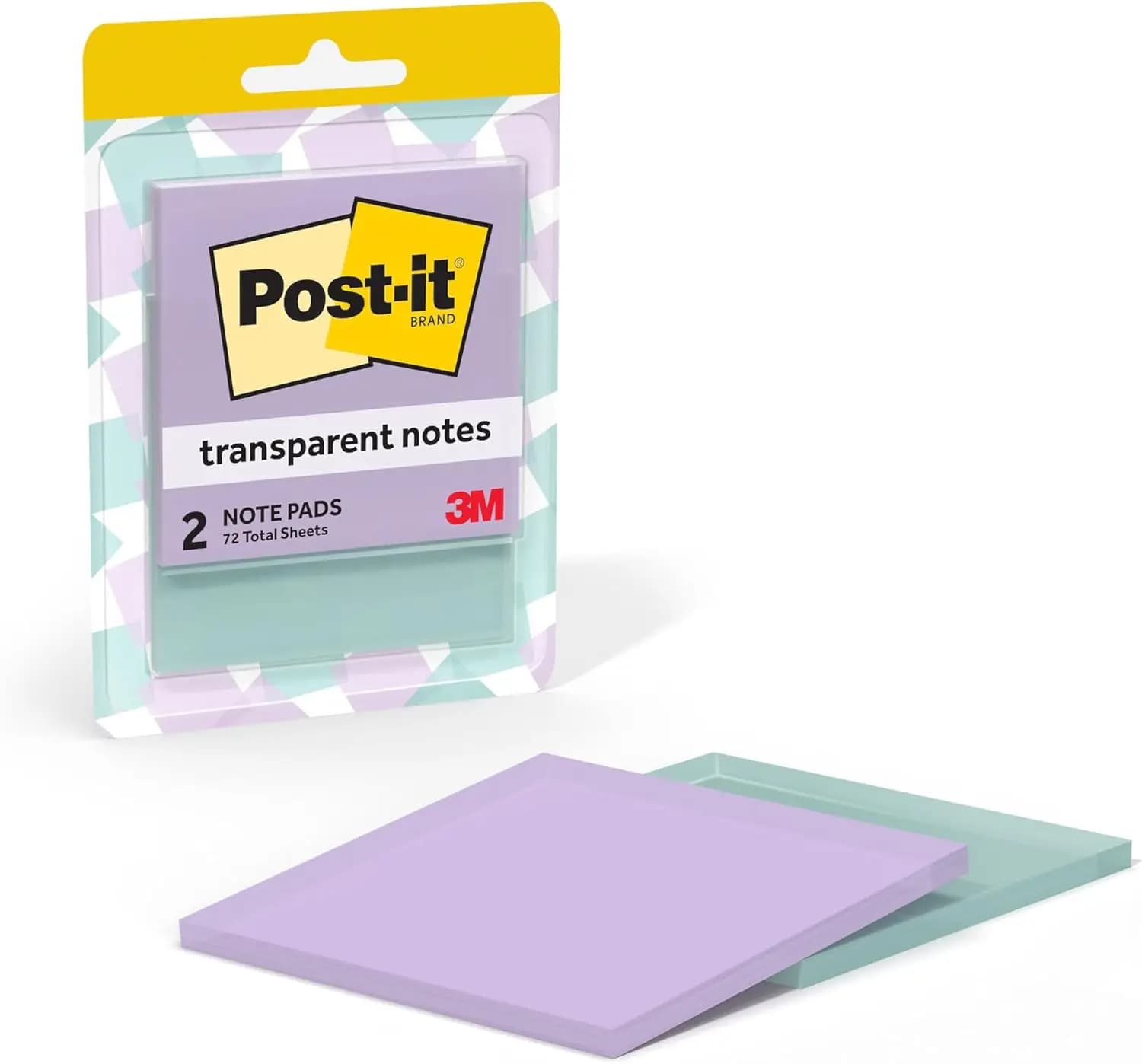 Blocchetti di foglietti adesivi trasparenti color pastello, 7,1 cm x 7,1 cm, 2 blocchetti, trasparenti per tracciare, forniture per ufficio e scuola