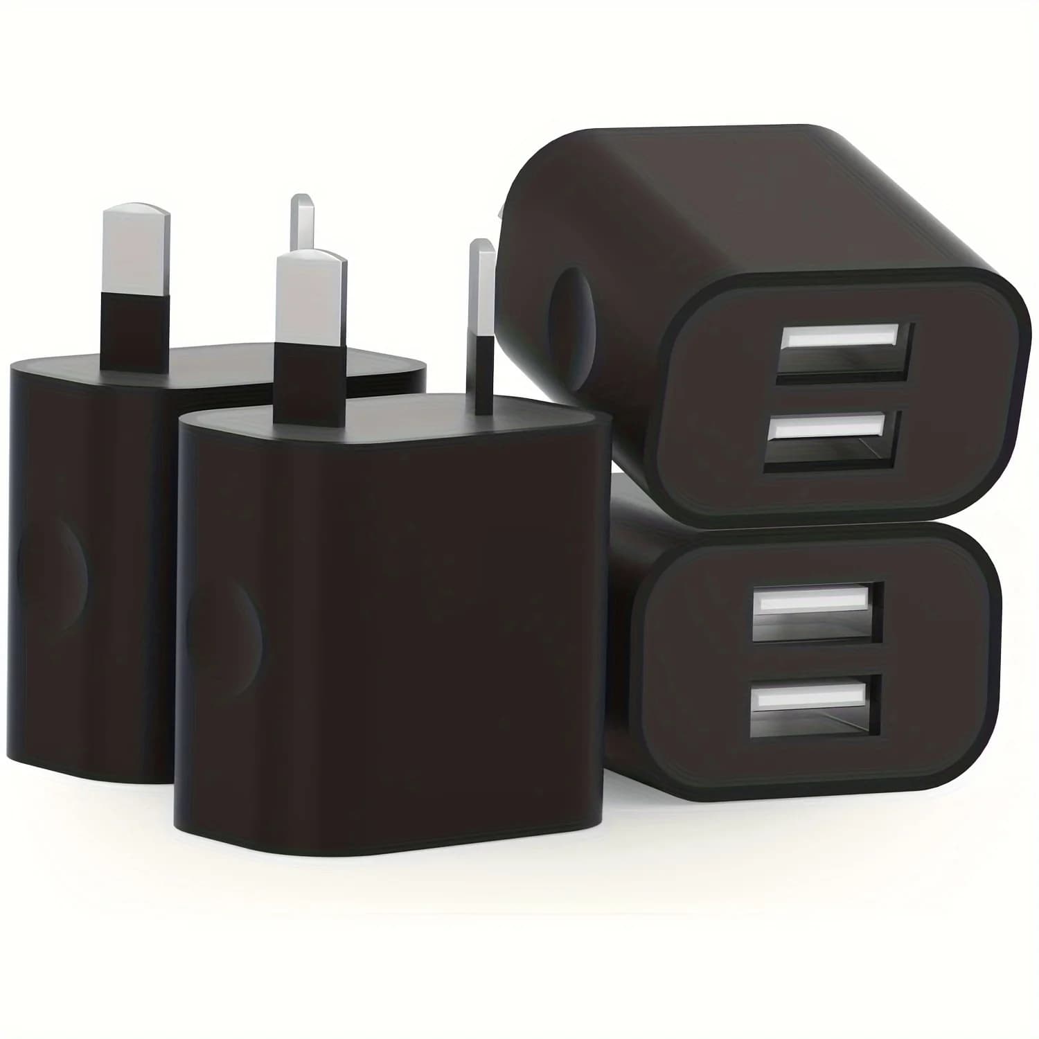 Adattatore di alimentazione USB doppio nero con spina australiana, caricatore da parete 5V a 2 porte, adattatore USB 5V/2.1A per iPhone, iPad e Samsung
