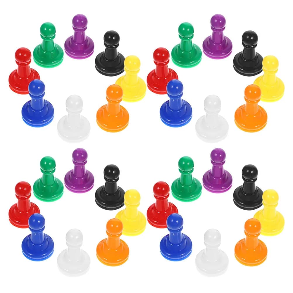 Set di 80 Pezzi degli Scacchi in Plastica Multicolore con Finitura Liscia, Ideali per Giochi da Tavolo, Comodi per il Viaggio, Versatili come Ricambi