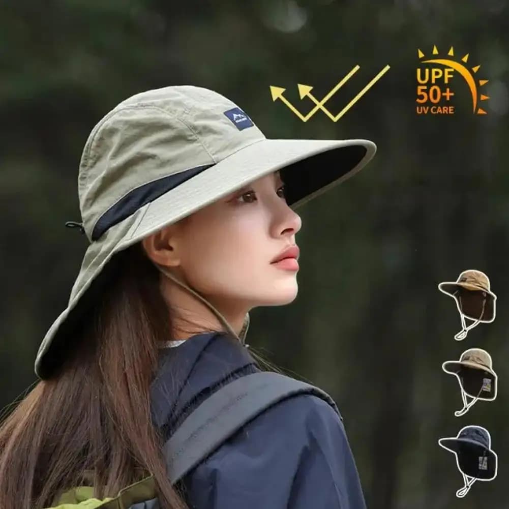 Cappelli a secchiello unisex da esterno con visiera, in rete traspirante, con protezione per il collo, estivi, a tesa larga, impermeabili, ad asciugatura rapida, tipo Panama