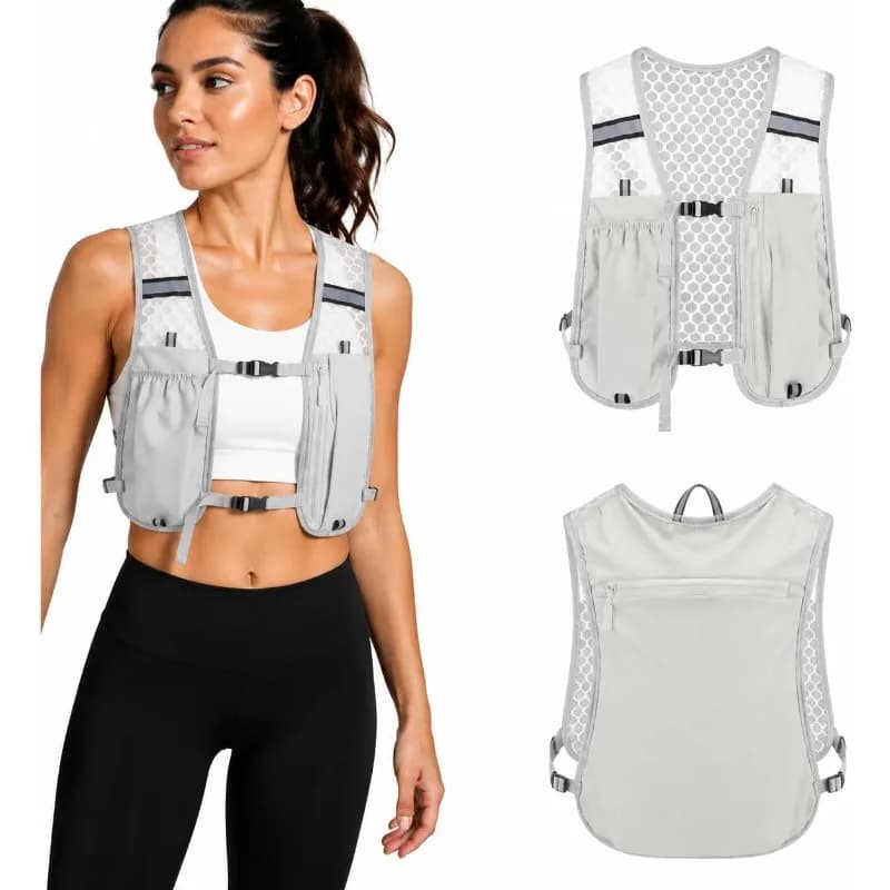 Lightweight Running Vest Outdoor Running Water Bottle Storage Vest Reflective Hydration Water Chest Pack with Phone Holder Vest