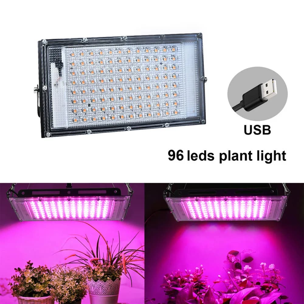Lampada LED USB per Coltivazione Piante 50/96 LED Spettro Completo, Fitolampada per Piante, Lampada Idroponica per Serra, Tenda per Coltivazione Fiori e Semi