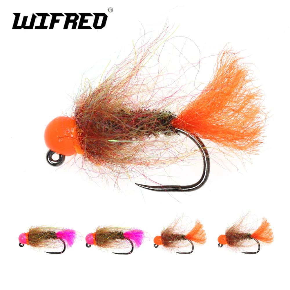 Wifreo 12 pz Tungsten Beadhead Ninfa Fly Barbless Jig Hook Ninfa Mosche Ceco Ninfa Esca Da Pesca per la Pesca Alla Trota Salmone