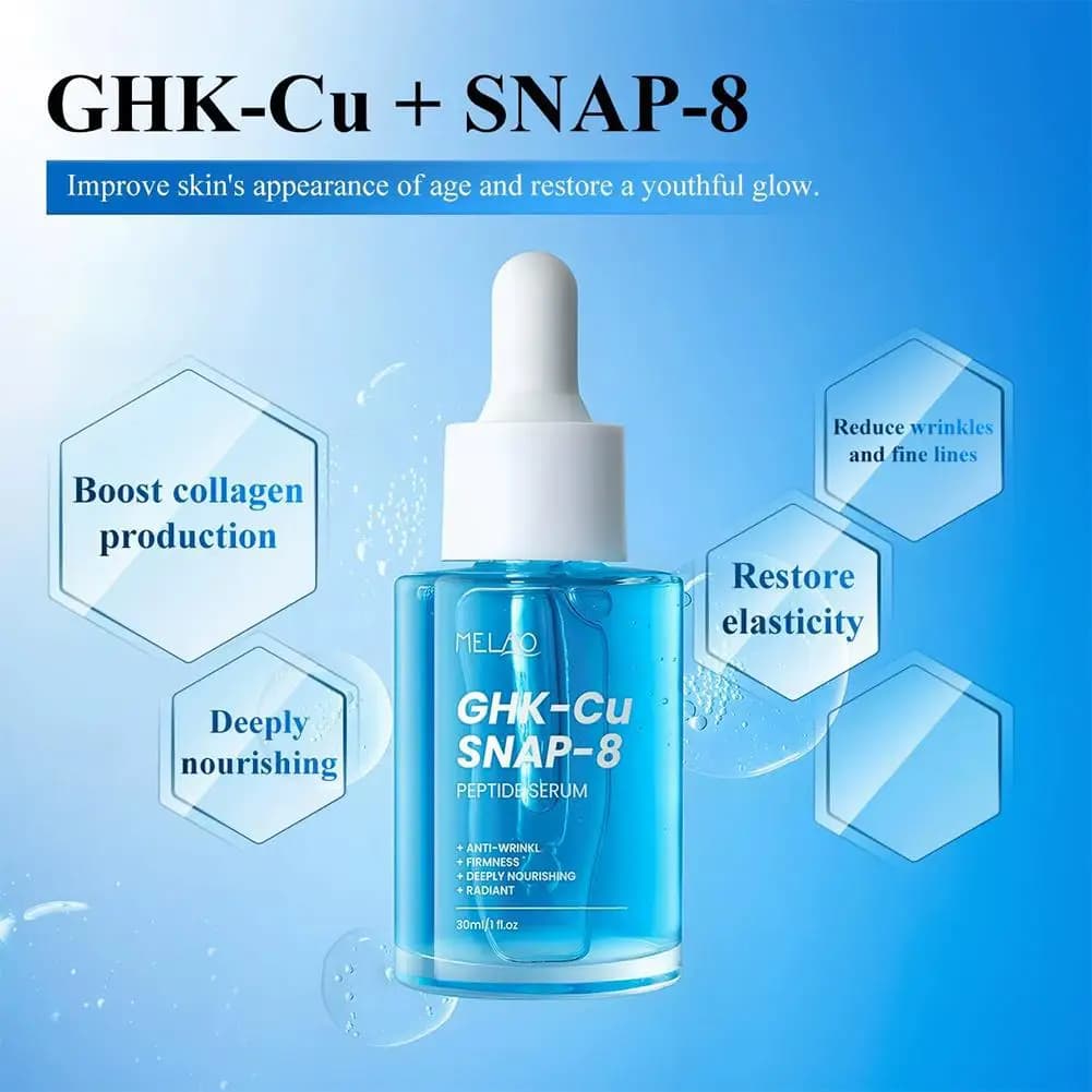 Siero viso ai peptidi di rame GHK-Cu con SNAP-8 per linee sottili, rughe, rassodamento, idratazione profonda e collagene, per tutti i tipi di pelle