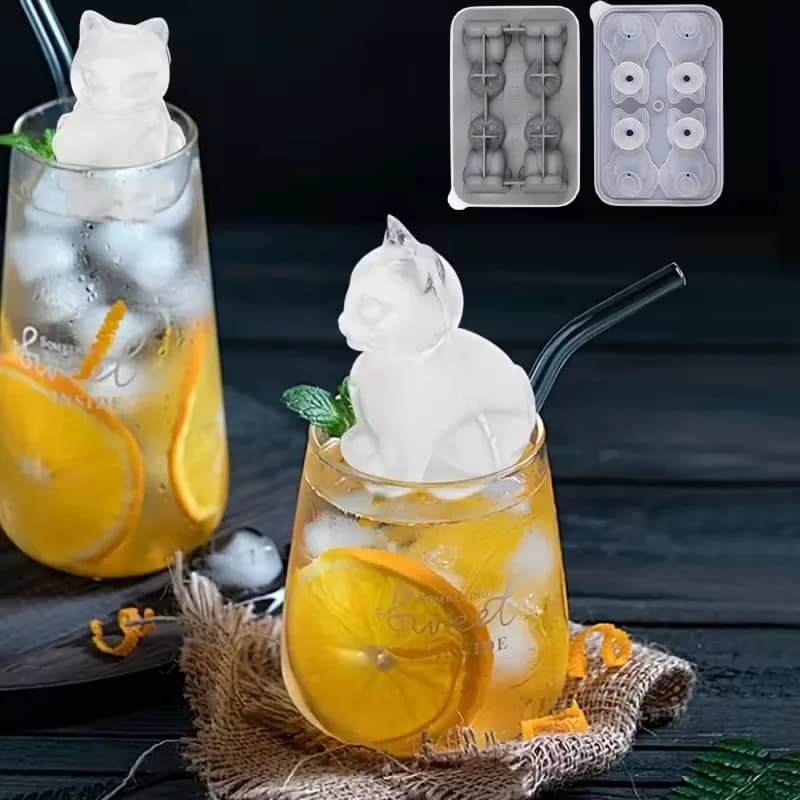 Stampo in Silicone per Cubetti di Ghiaccio a Forma di Gatto, Design Animale, Stampo per Palline di Ghiaccio per Feste, Cucina, Bevande Fredde