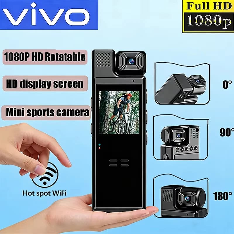VIVO Mini Sports Camera 1080P HD 180° ° Digital Camera Portable WIFI Rotating with Night Vision at Infrareds of Political Grade