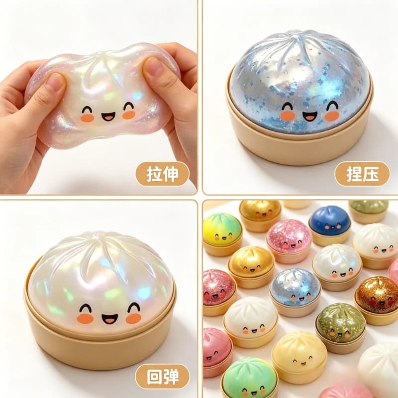 ADSFGH Realistic Giant Dumpling Squeeze Toy with Bamboo Steamer Soft TPR Dough Ball Decompression Fidget Toy Funny Creative Gift